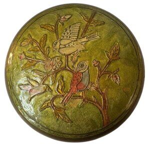 Vintage Solid Brass Decorative Box With Handcrafted Bird Design Made In India